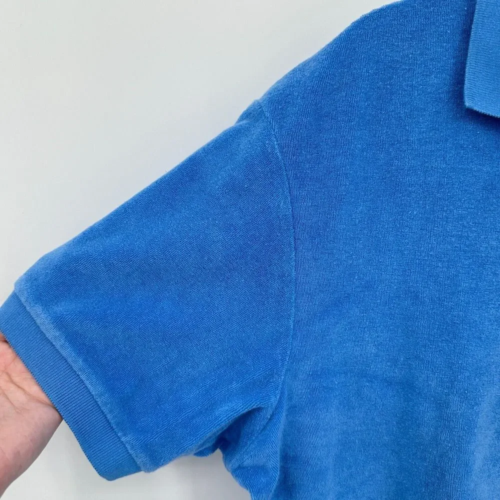 Vintage Polo Ralph Lauren Polo Shirt Terry Cloth L Blue Preppy Luxury Rare Beach